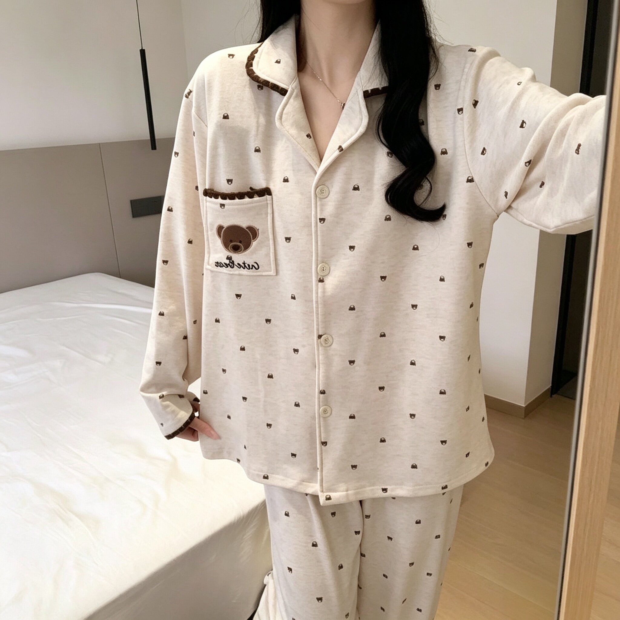 2026新款韩系睡衣女秋冬季德绒保暖可爱小狗卡通童趣风家居服套装