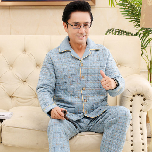 睡衣男士秋冬季纯棉中老年