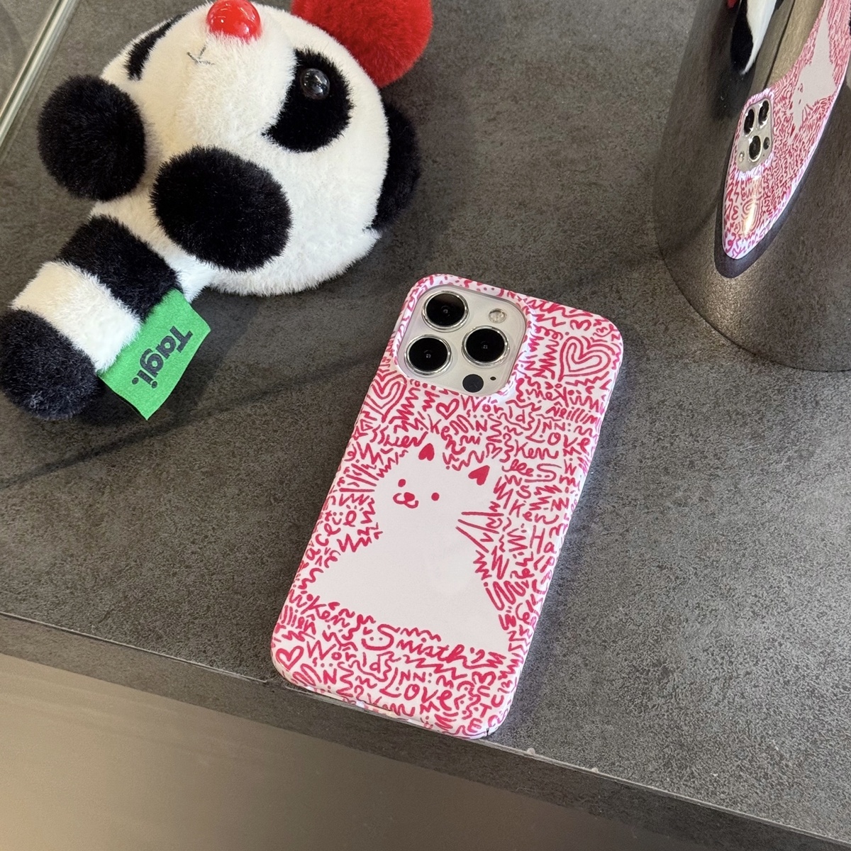 适用苹果16/华为/小米15/OPPO/VIVO/IQOO12全包按键菲林手机壳iPhone15/14/13/12/11Promax玫红猫咪艺术时尚