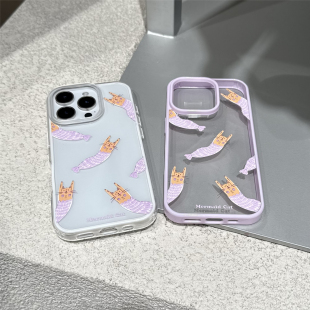 50保护套p60 亚克力15Pro紫色iphone14手机壳13卡通美人鱼猫华为mate70pro 趣壳原创适用苹果17 16promax新版