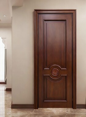 卧室门原木门实木门中古风卧室门客厅书房间门对开门烤漆平开门