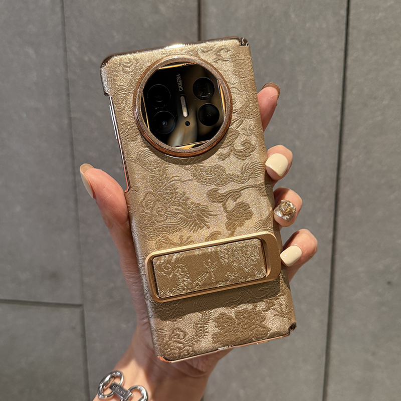 适用华为matex6手机壳折叠屏新款精选高档素皮防摔全包镜头高级硬壳Matex5典藏版保护套双中轴支架金色云腾