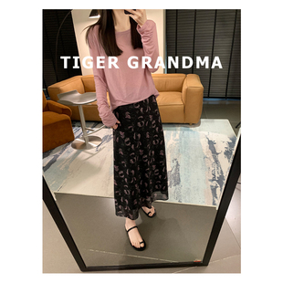 大奇TG优雅紫罗兰碎花半身裙夏季新品气质显瘦百搭高级感极简风