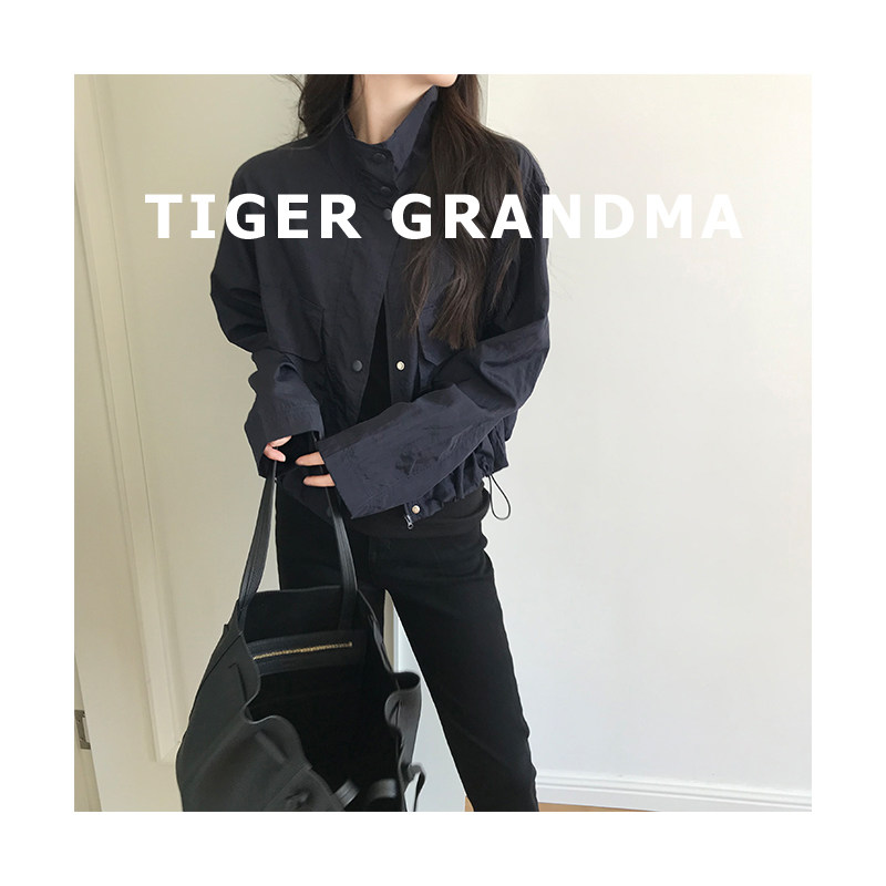 大奇TG藏蓝短款薄夹克外套2024秋季新品极简风宽松气质显瘦百搭,女装/女士精品,短外套,淘宝优惠券,粉丝福利购,淘宝优惠卷