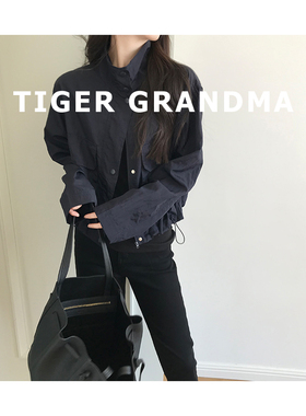 大奇TG藏蓝短款薄夹克外套2024秋季新品极简风宽松气质显瘦百搭