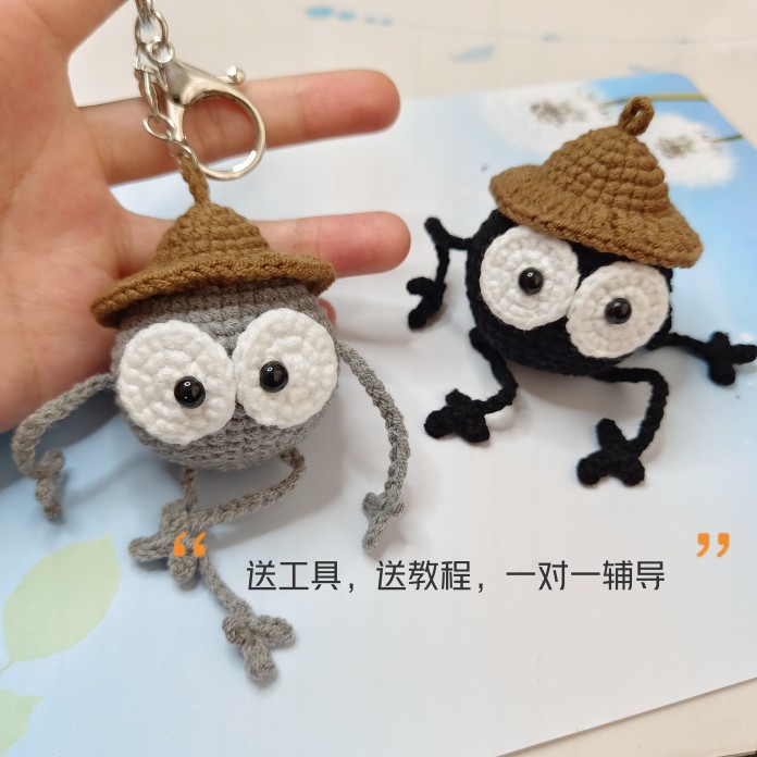 小霞手工  毛线diy手工材料包可爱煤球钥匙扣挂件卡通包挂饰成品图片
