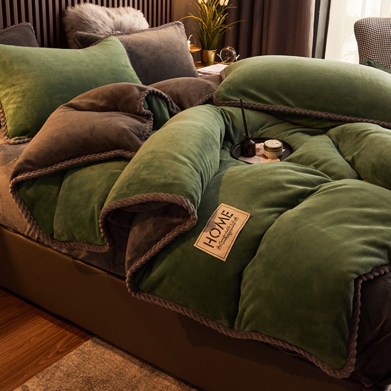 冬季牛奶绒被套单件保暖加厚