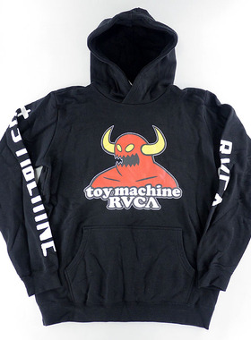 美国Toy Machine帽衫RVCA合作款长袖绒衣黑色套头欧版-SCC滑板店