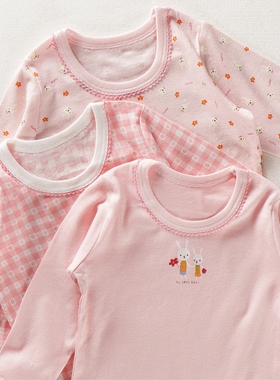 春秋睡衣纯棉轻薄 小女孩儿童宝宝家居内衣柔软弹力长袖T恤兔乖乖