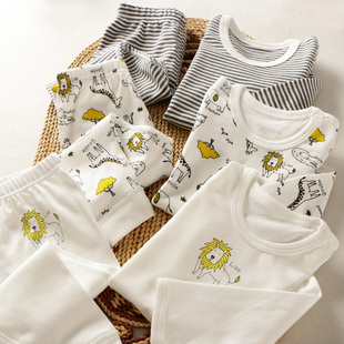 秋冬线衣裤 韩国inS风 无骨缝无荧光中小男孩儿童宝宝纯棉内衣套装