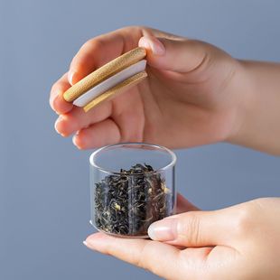 茶叶罐旅行随身迷你玻璃小密封罐小号差旅分装 便携式 瓶小储茶罐