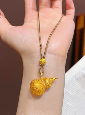 金色饰品葫芦项链女款新中式国风高级感毛衣链葫芦项链可以打开