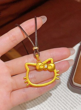 金包银HelloKitty项链女日韩风网红小猫咪锆石小众新款设计感吊坠