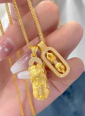 金色饰品 金刚杵项链女古法金色镶钻貔貅叠戴高级感转运锁骨链