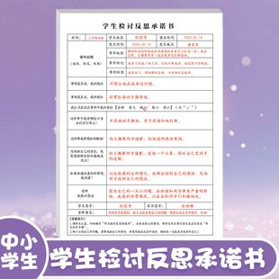 中小学生班级小组通用学生检讨反思承诺书改正自我纠正犯错反省表