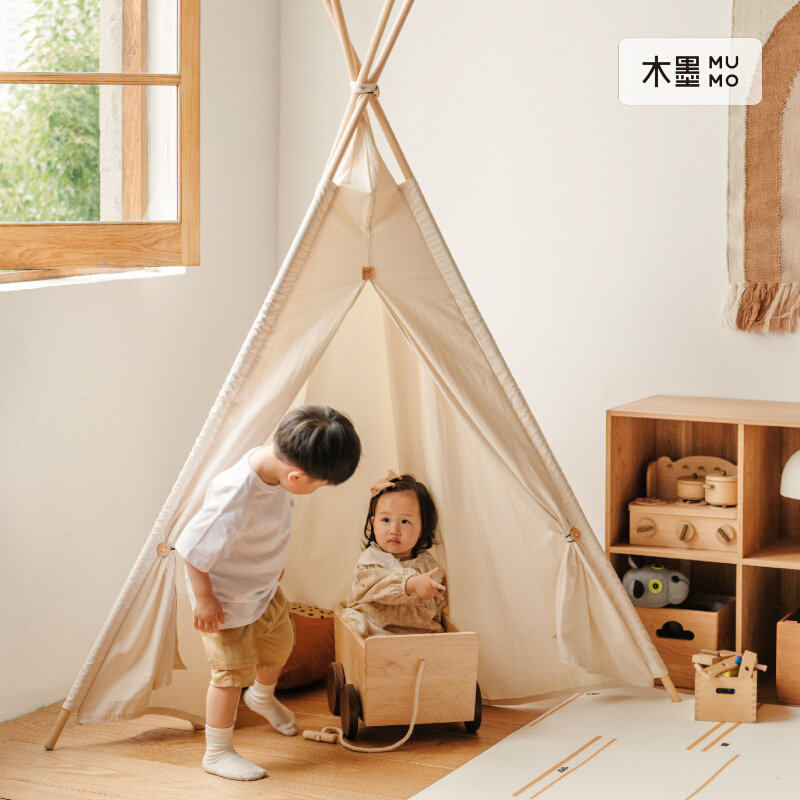 新品MUMO木墨 儿童帐篷 男女孩宝宝室内游戏玩具屋实木收纳小房子