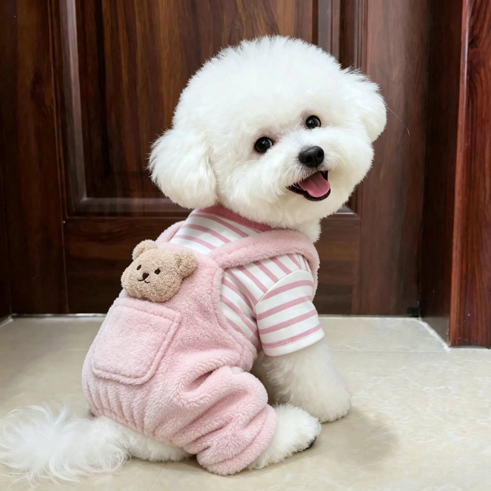 狗狗衣服可牵引秋冬装四脚加厚背带裤冬天加绒棉衣泰迪比熊雪纳瑞