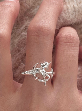 ZILS原创设计梦幻独角兽系列银色戒指小众高级感新品飞马戒指