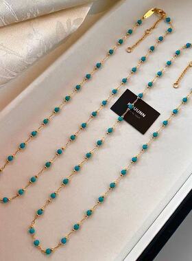 波西米亚风串珠项链高级感轻奢小众2025新款多巴胺锁骨颈链