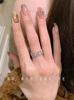 如蝶在野 甜美银色蕾丝花环戒指女轻奢精致春夏小众设计戒指