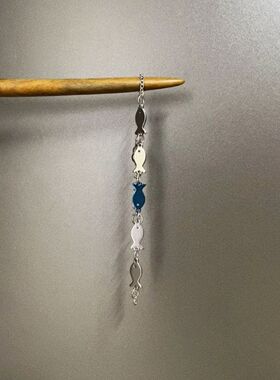 逆流而上五条小鱼鱼励志吊坠手链