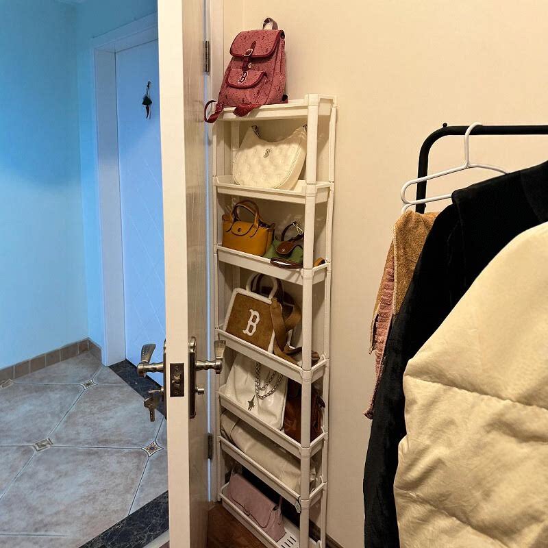 门后置物架包包收纳展示卧室放置存放挂包放包神器多层落地窄架子