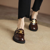 百搭学院风平底英伦风小皮鞋 大码 2025春季 新款 女鞋 真皮厚底乐福鞋