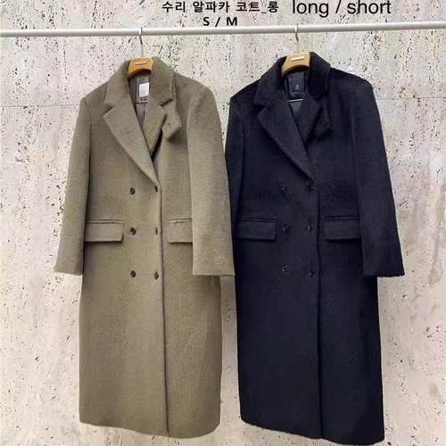 BLOSSOM 韩国东大门高档苏丽羊驼毛双排扣大衣外套