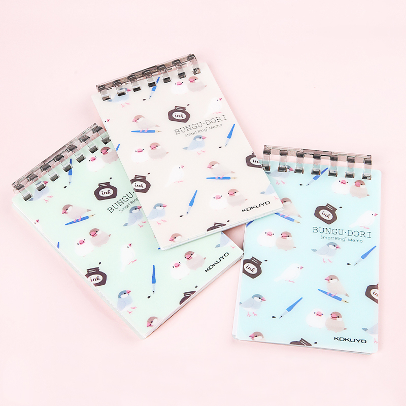 日本国誉文具鸟A7mini活页本淡彩笔记本可拆卸学生小清新上翻本