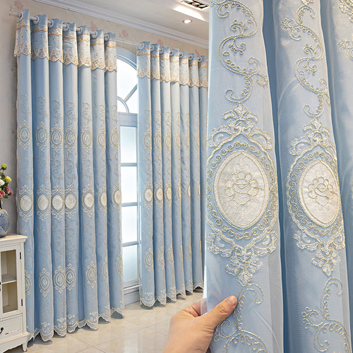 定制简欧清新双层窗帘布