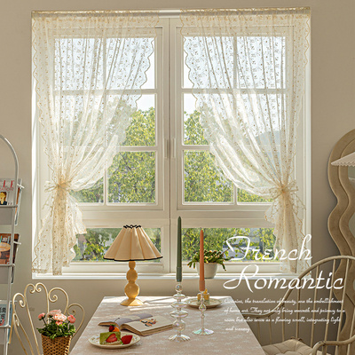 短帘绣花隔断飘窗免打孔