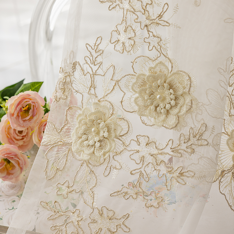 绣花客厅阳台简欧浮雕窗帘纱帘