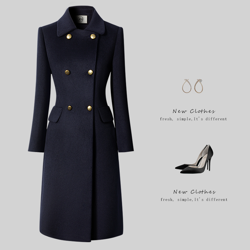 双排扣职业羊毛大衣女冬中长款气质修身显瘦职场通勤工作服呢外套