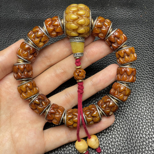 藏式牦牛骨吞金兽手串吞金兽三通手串男女同款文玩手串