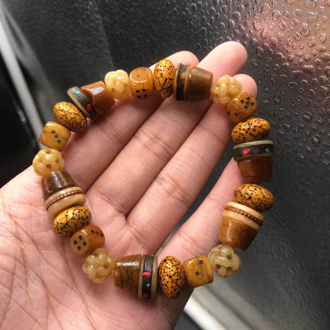 藏传老牦牛骨星月多宝手串藏族风格民族风男女款收藏品骨头手串