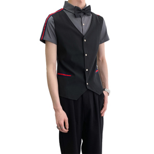 714A-H672P55控79/2025新款夏修身工作服衬衫台球室ktv酒吧工作服图片