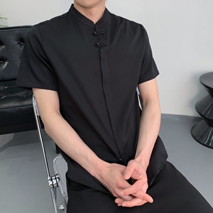 714A-C3074P40控59/2025春季风修身立领短袖衬衫工作服制服图片