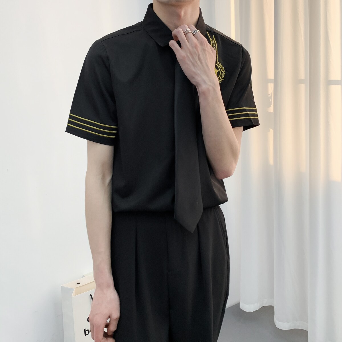 714A-C681P40控59/2025夏季新宽空少制服衬衫短袖半袖衬衣工作服,男装T恤,星座714A（原电商C314）