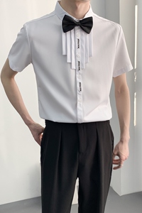 714A-C631P40控59/2025夏季新款短袖半袖工作服衬衫ktv酒吧礼服图片