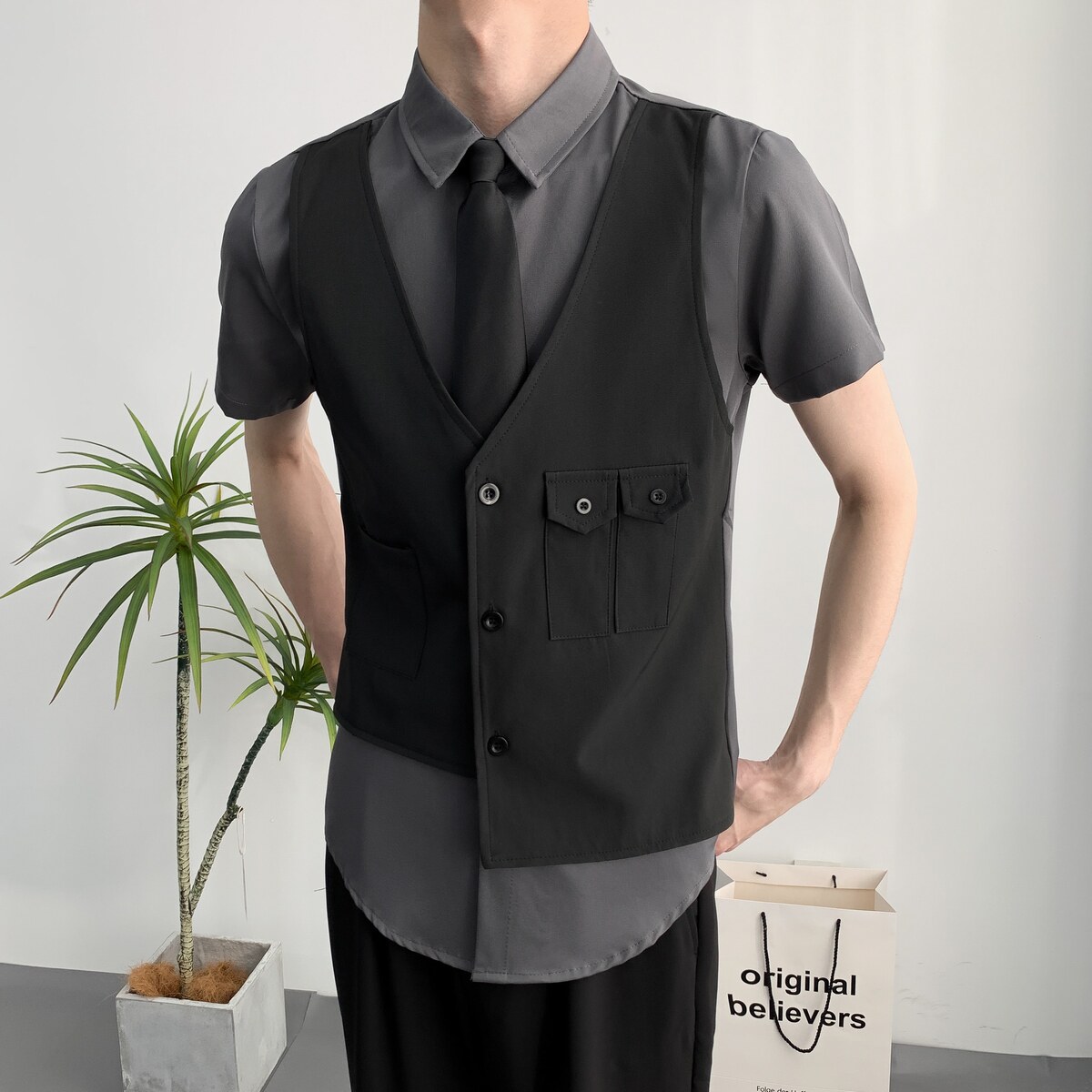 714A-H6003P55控78/2025夏季新男女工作服衬衫假两件ktv酒吧制服,男装衬衫,星座714A（原电商C314）