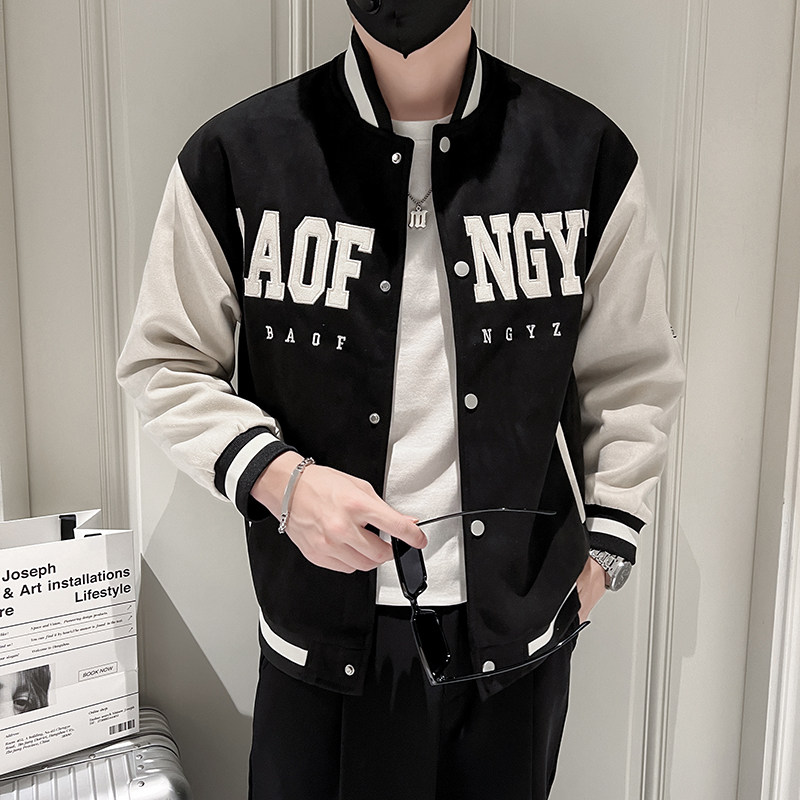 714A-W805P75控105/2025社会小伙青少年学生麂皮绒棒球服夹克外套图片