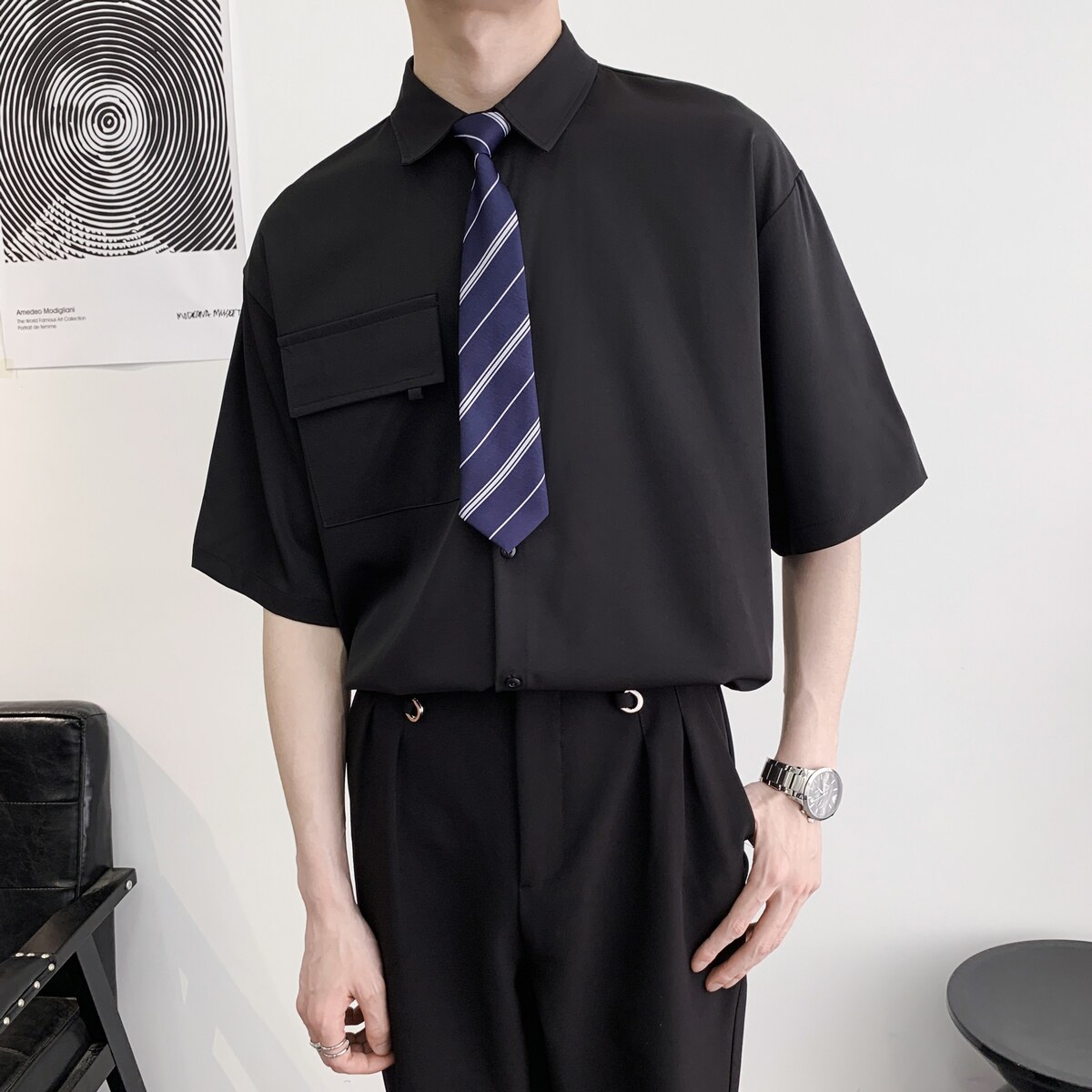 714A-C3054P40控59/2025夏季学院风清爽纯色宽松休闲衬衫工作服,男装衬衫,星座714A（原电商C314）
