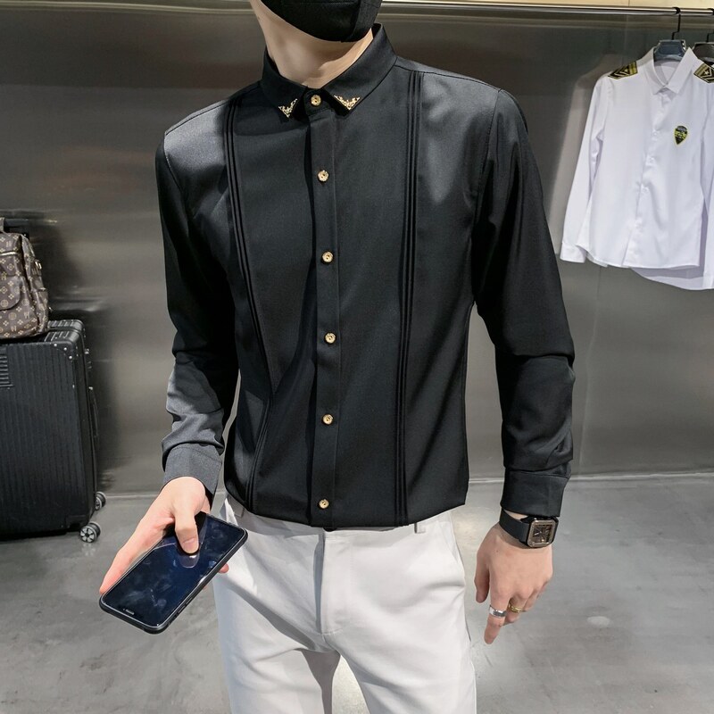 714-9223P40/店主风2025春季男士工作服衬衫潮流制服衬衣男,男装衬衫,星座714(原C313)