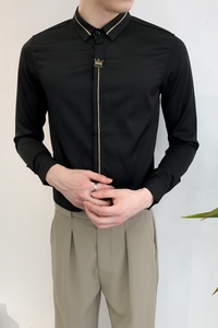 714A-D616P45控69/2025春季男士修身绣花衬衫工作服ktv少爷制服图片
