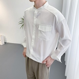 714A-D3036P45控69/2025春潮流男装衬衫宽松立领垂感衬衣禁欲系，男装衬衫，星座714A（原电商C314）