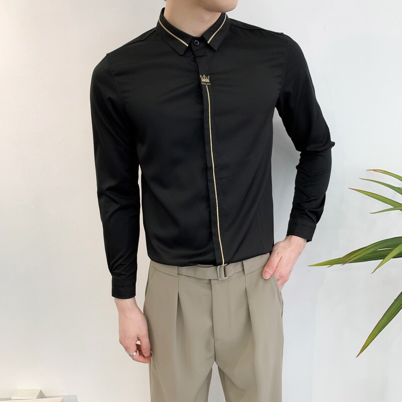 714A-D616P45控69/2025春季男士修身小清新衬衫工作服ktv少爷制服,男装衬衫,星座714A（原电商C314）