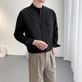 714A-D3036P45控69/2025春潮流男装衬衫宽松立领垂感衬衣禁欲系，男装衬衫，星座714A（原电商C314）