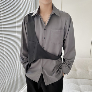 714A-H3010P55控75/轻熟风2025春男装衬衫ktv假两件工作衬衣S-5XL图片