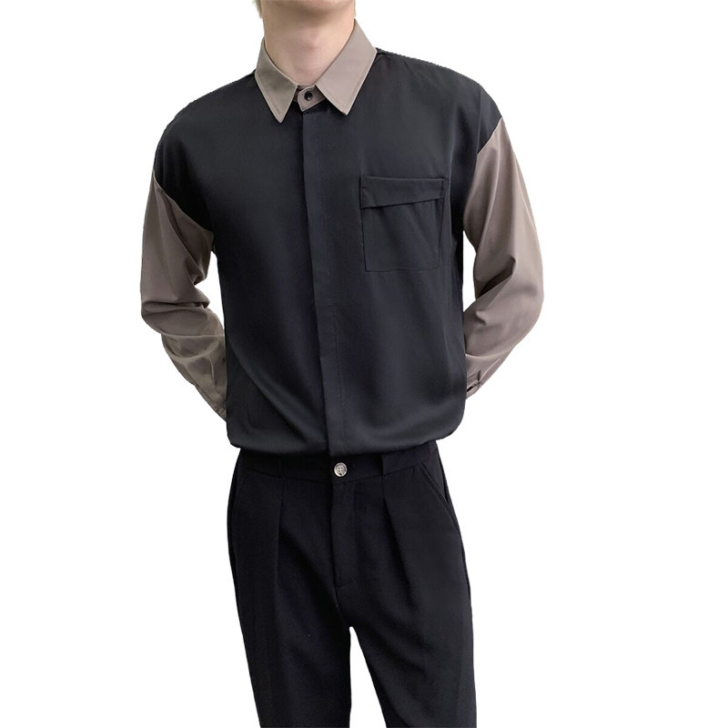 714A-D3034P45控69/2025秋季拼色宽松长袖衬衫潮流工作服衬衣,男装衬衫,星座714A（原电商C314）