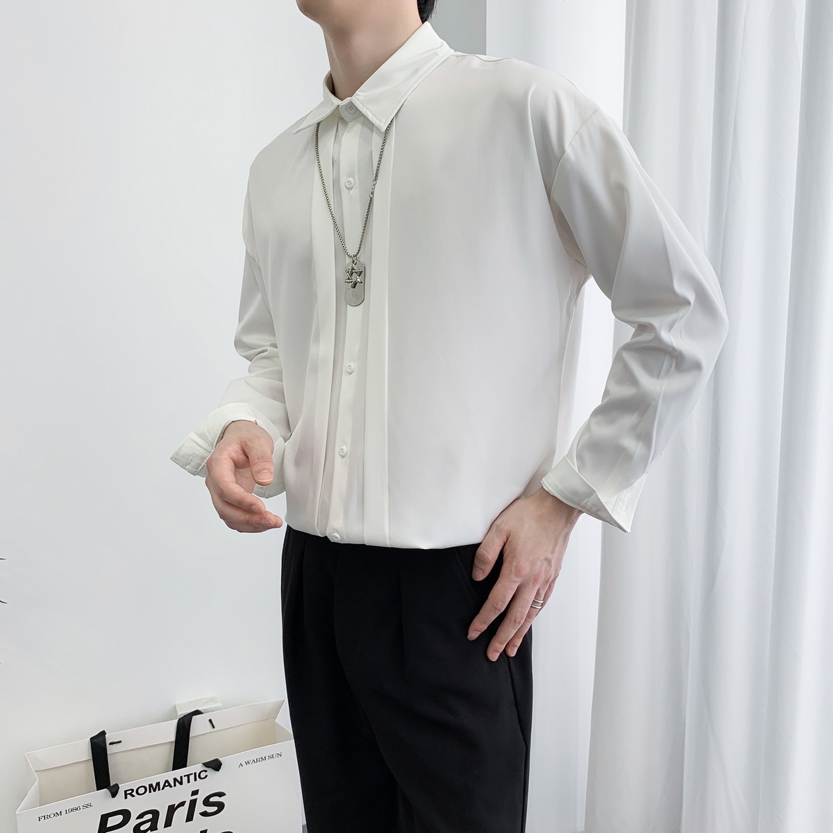 714A-D3040P48控79/2025春宽松男女中性衬衫慵懒风冷淡风垂感衬衣，男装衬衫，星座714A（原电商C314）